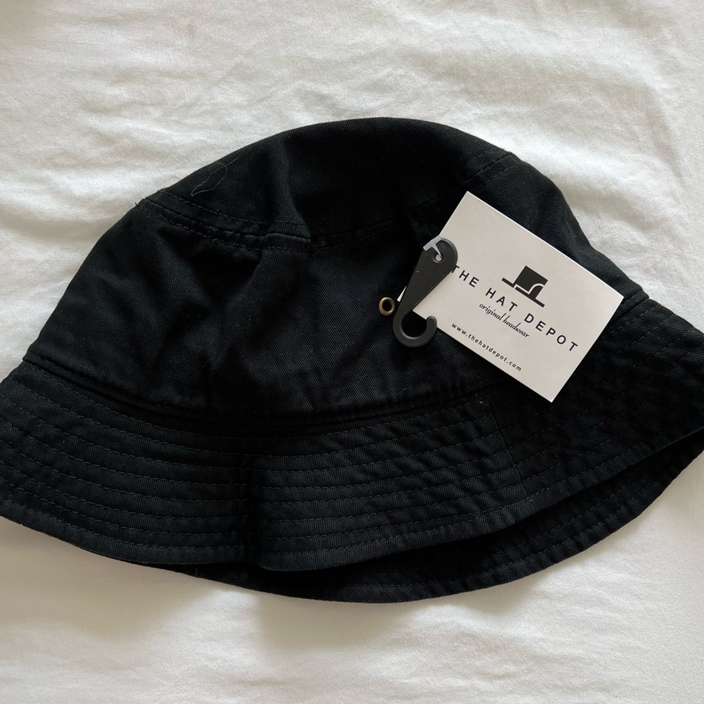 NWT The Hat Depot Classic Cotton Black Bucket Hat S/M - Picture 4 of 9